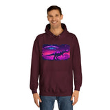 UFO Visiting T-Rex Hoodie Printify