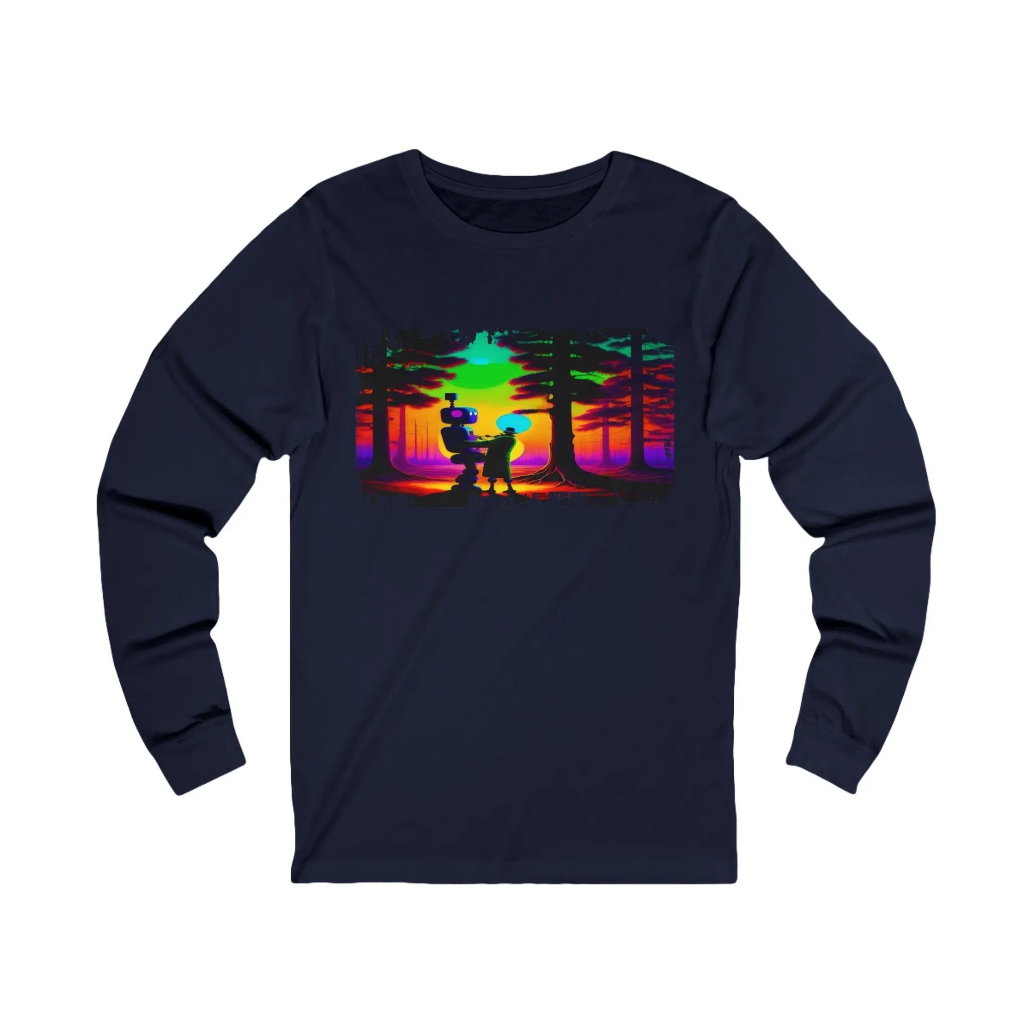 Two Robots In A Forest - Unisex Jersey Long Sleeve T-Shirt - NEXTHREADZ Apparel Inc