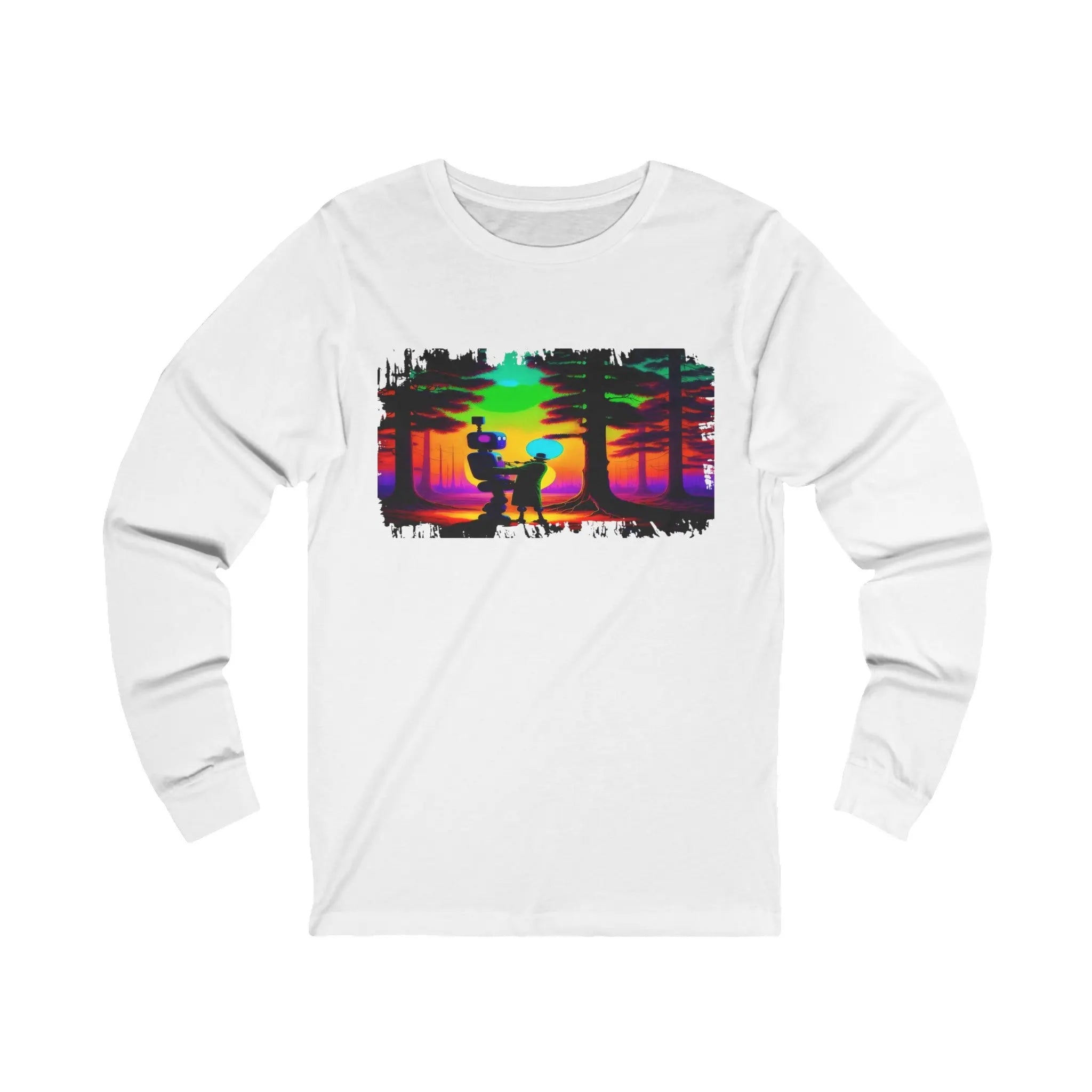 Two Robots In A Forest - Unisex Jersey Long Sleeve T-Shirt - NEXTHREADZ Apparel Inc