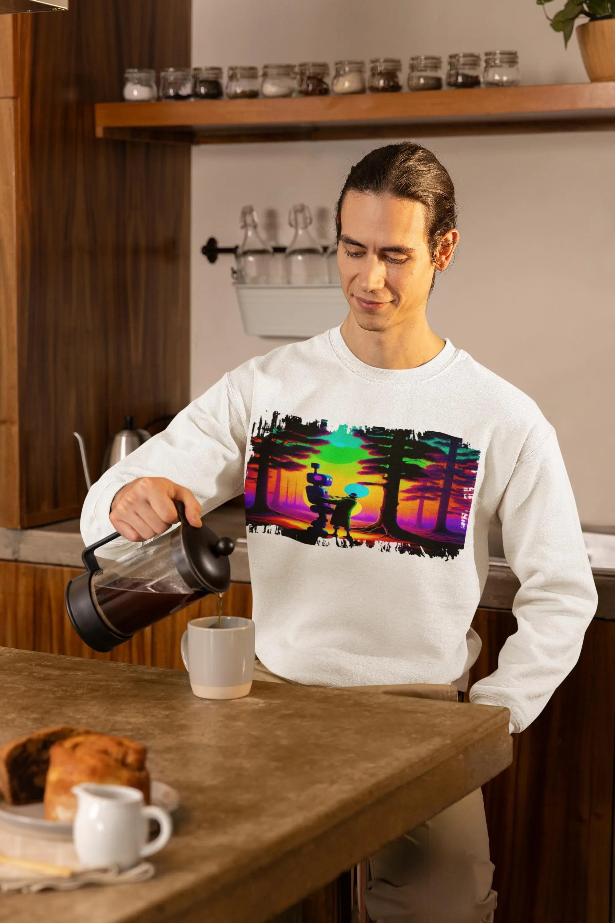 Two Robots In A Forest - Unisex Sweatshirt - NEXTHREADZ Apparel Inc