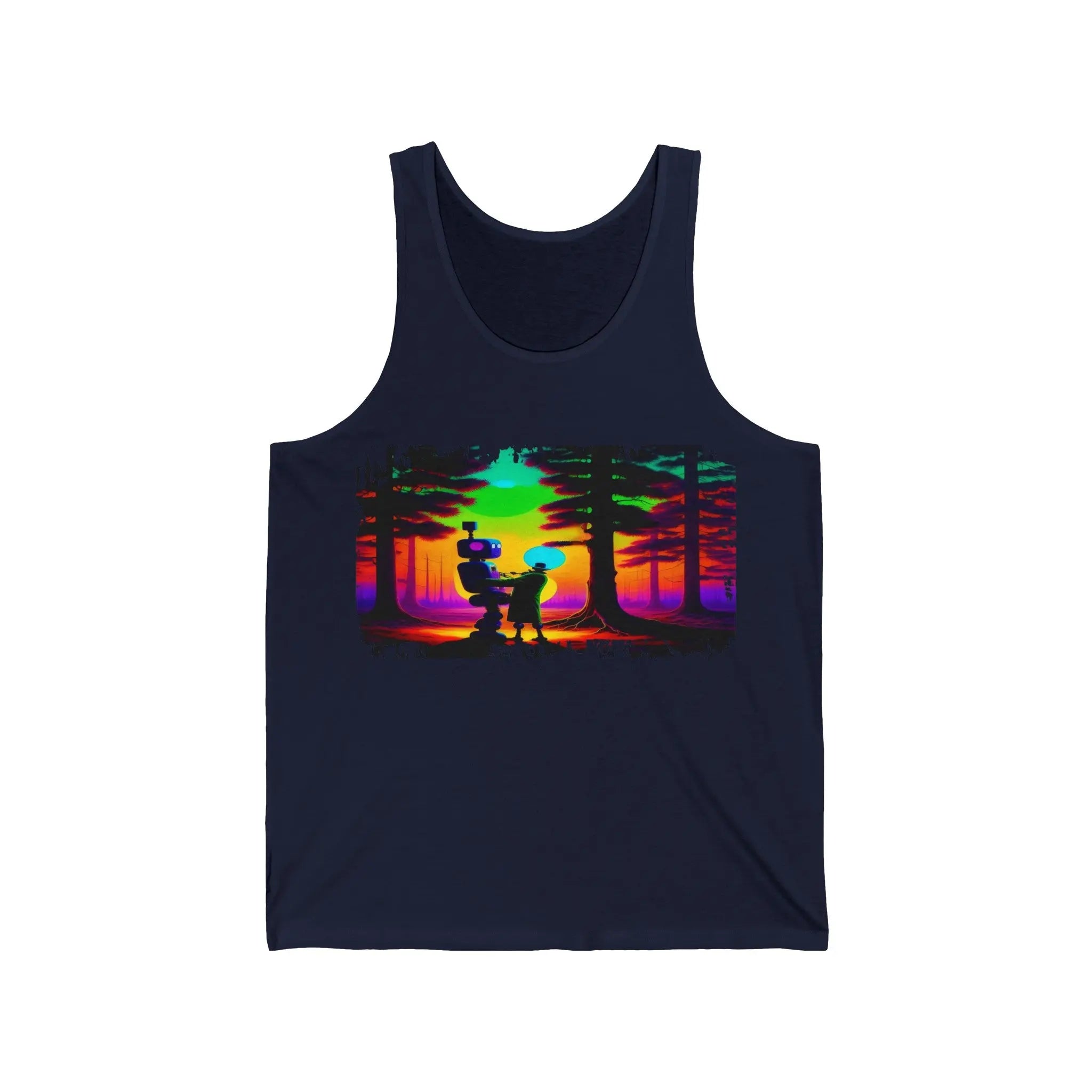 Two Robots In A Forest - Unisex Tank Top - NEXTHREADZ Apparel Inc