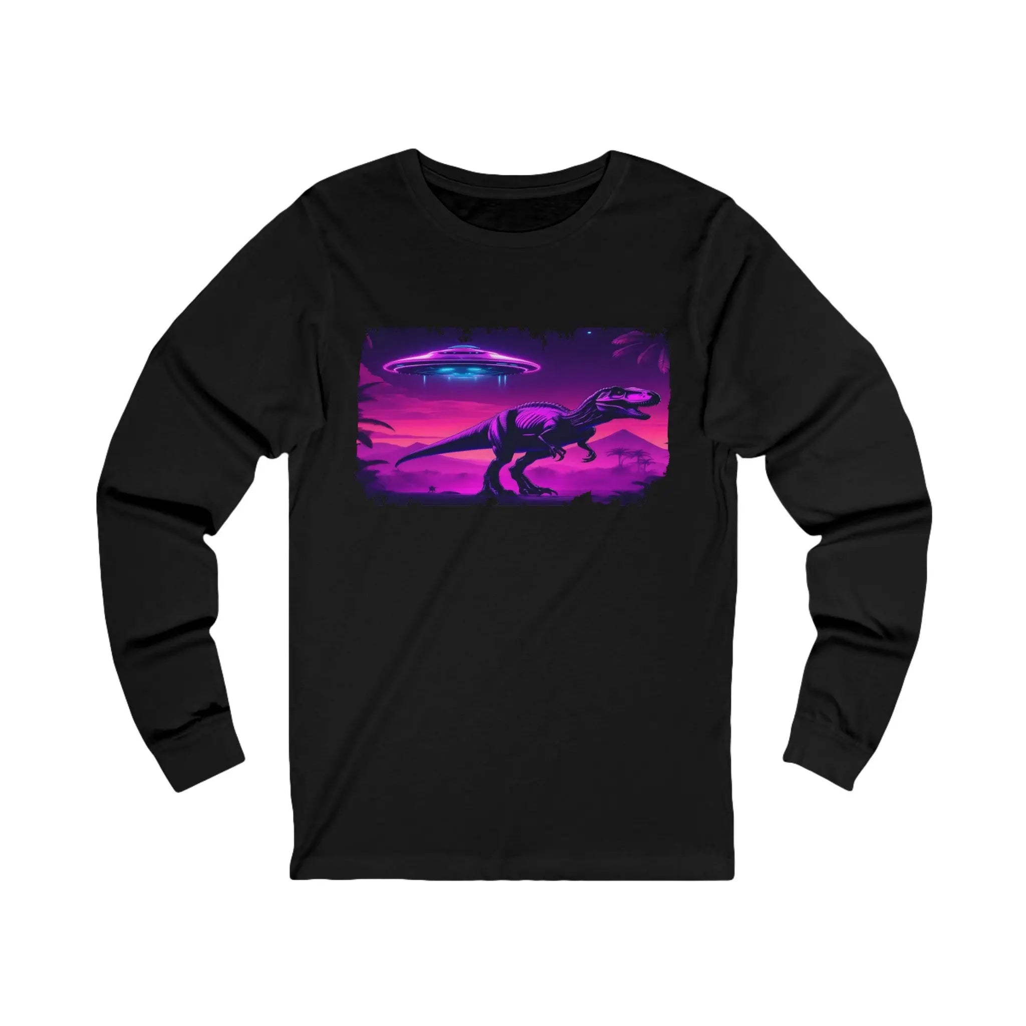 UFO Visiting T-Rex - Unisex Jersey Long Sleeve T-Shirt - NEXTHREADZ Apparel Inc