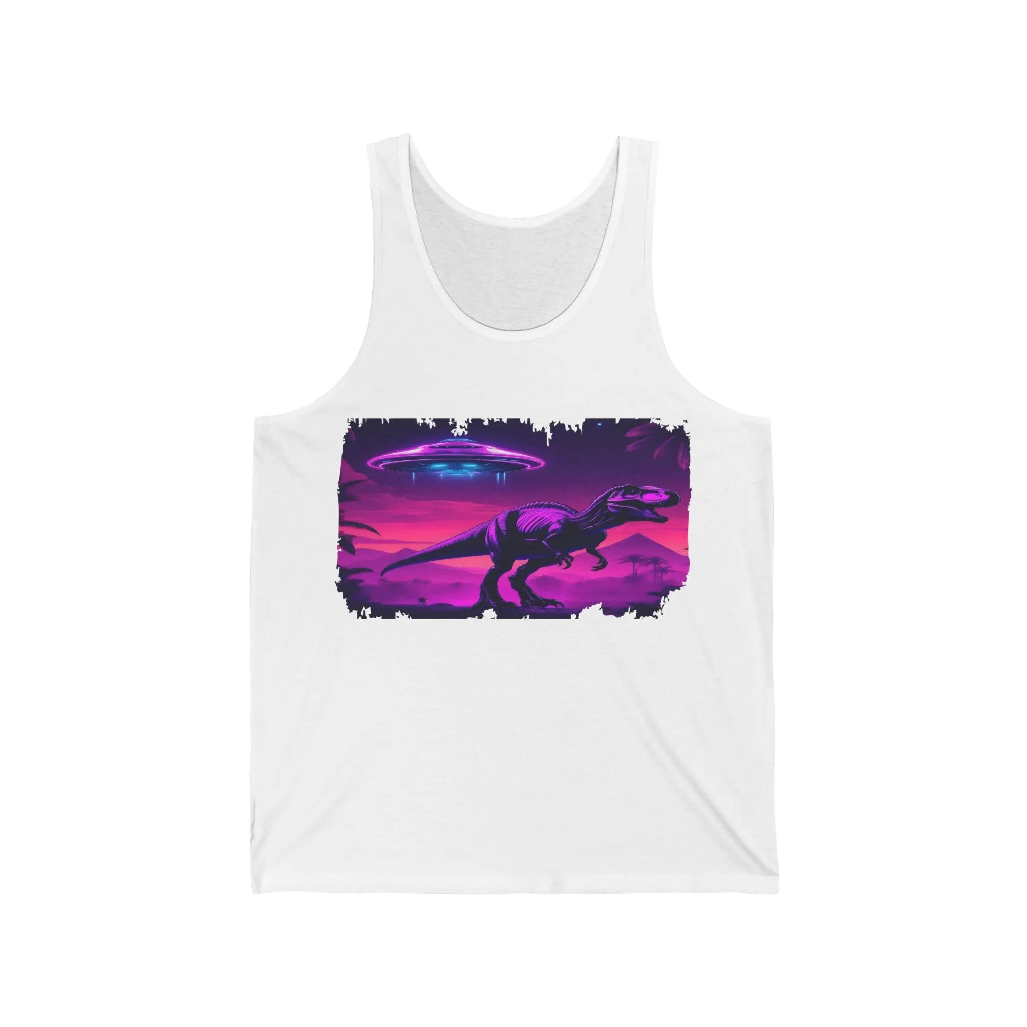 UFO Visiting T-Rex - Unisex Tank Top - NEXTHREADZ Apparel Inc